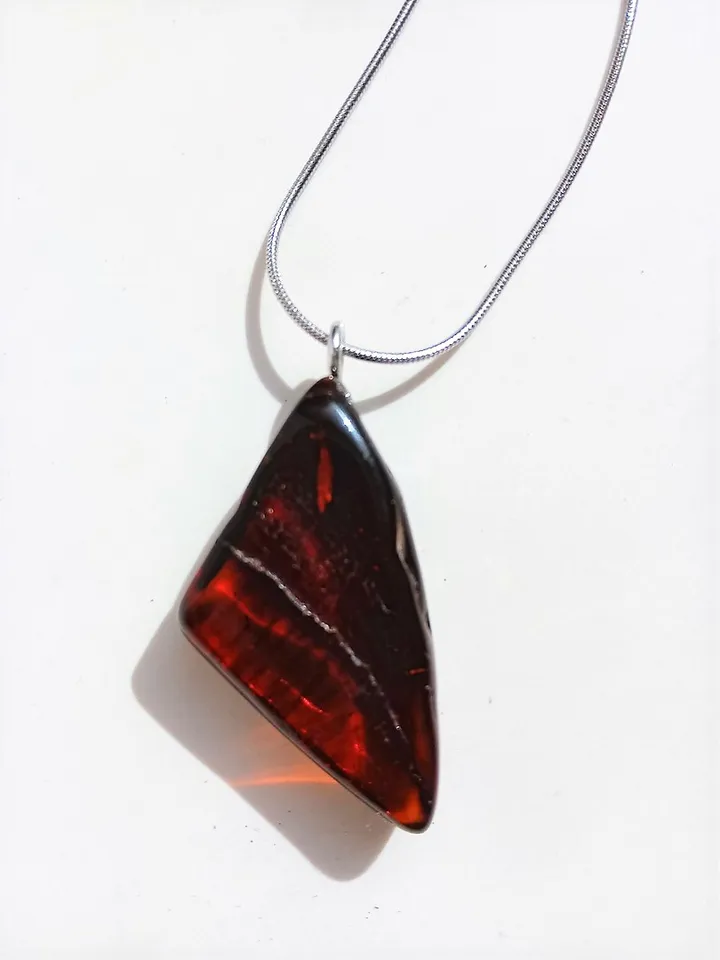Natural Amber Jewelry Amulet Gemstone
Pendant Chain Necklace Protection Stone
Jewelry Gift For Men Boyfriend And Women Cognac Brown Baltic Amber Polished