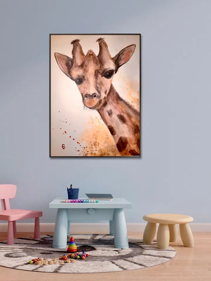 Giraffe original watercolour painting on watercolour paper,kid s room decoration,animals wall art,gift.