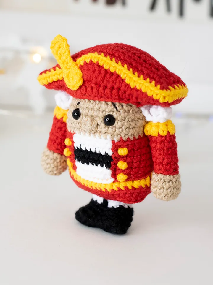 Stuffed Nutcracker Soldier toy Christmas gift idea, crochet Nutcracker figurine winter nursery and home decor