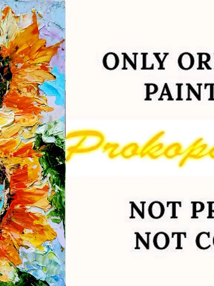 Sunflower Oil Painting Original Art 6x4 Kansas State Flower Impasto Impressionist Small Artwork Vivid Impressionist Gifts by ArtProkopaloSv