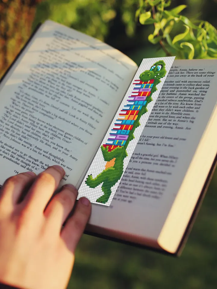 Cute bookmark cross stitch pattern digital PDF Handmade bookmark embroidery beginners Instant download Baby Dinosaur cross stitch #B14