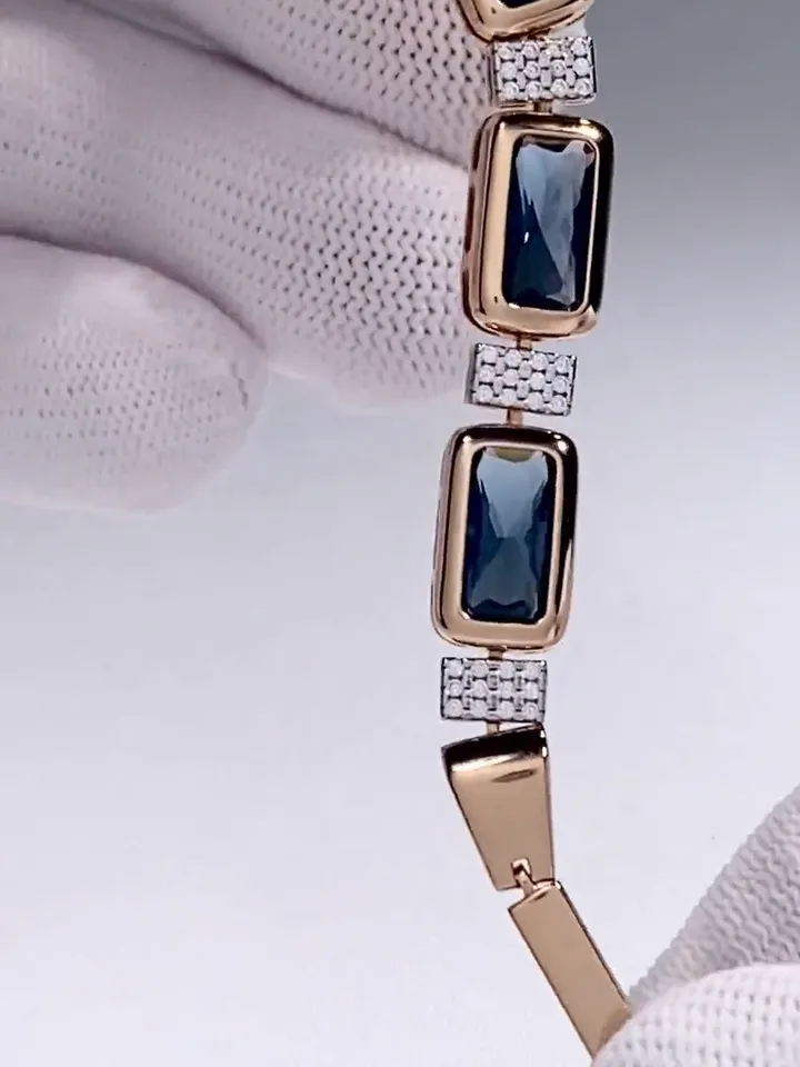 Women's bracelet silver 925, jewelry gold with topaz London isk. and cubic zirconia