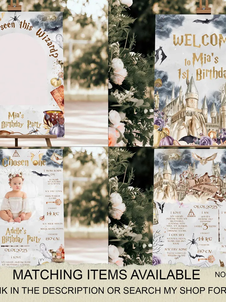 The Chosen One Birthday Party; Photo Banner Wizard Birthday Party; Magic School 1st Birthday; Editable Wizarding World PhotoProp Banner; a1