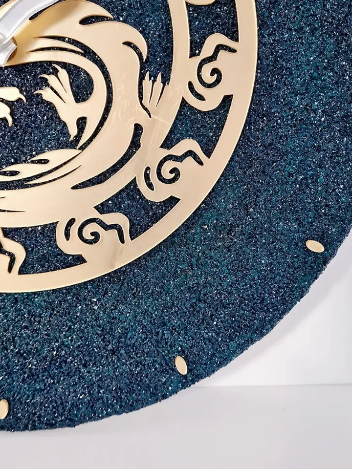 Natural stone wall clock dragon 35 cm Handmade Unique clock Silent wall clock