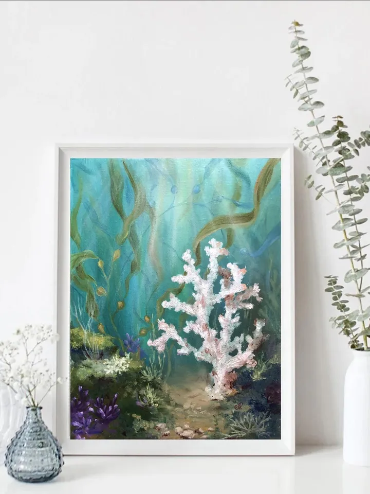 Coral Reef Painting Underwater Art Sea Life Original Painting Ocean Wall Art
