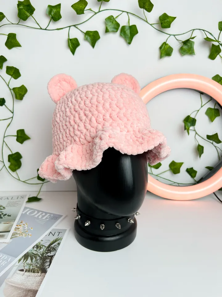 Crochet Cute Bear Bucket Hat