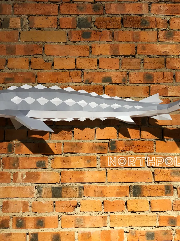 Sturgeon Papercraft, Fish, Digital Template, PDF Download, Gurko, 3D Low Poly, Pepakura, DIY Origami Sculpture, Paper Decor, DIY Gift
