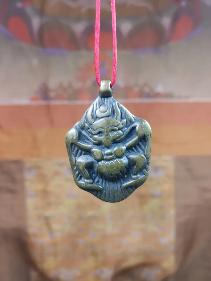 Gandhanra Antique Tibetan Buddhist Amulet Pendant - Garuda - The Golden-Winged Bird, Crafted from Copper,Size 2.1" * 1.4"