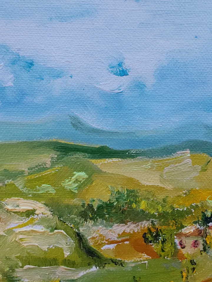 Oil painting on canvas "Sunny Valley" 30x24cm (12x9.6 inch)
