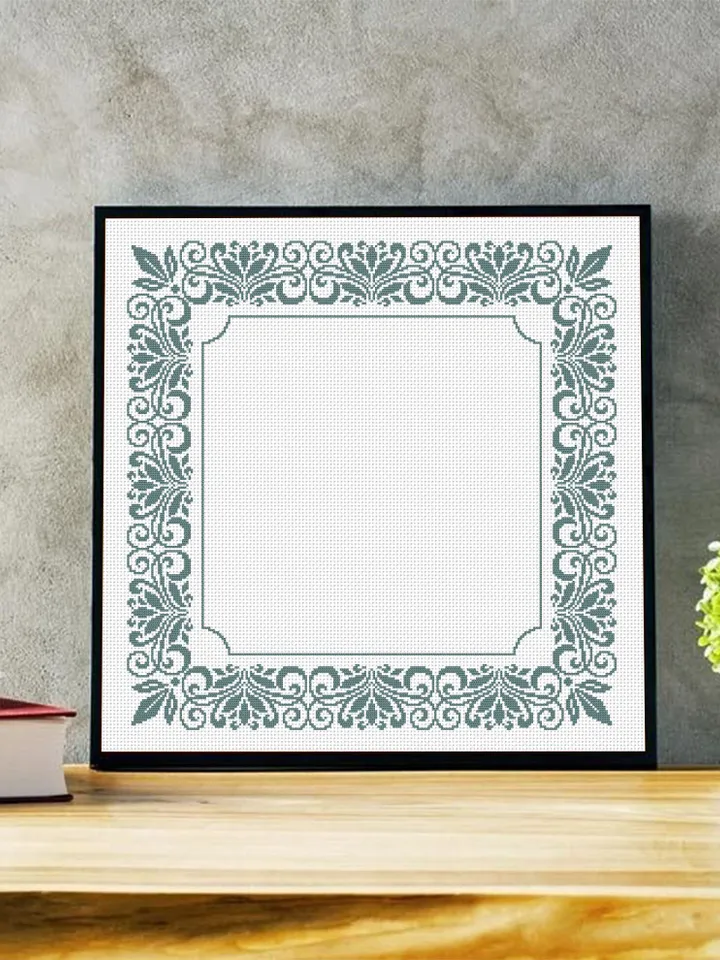 Square frame cross stitch pattern PDF download Flower border cross stitch chart, Simple cross stitch pillow, Monochrome mandala frame #Y12