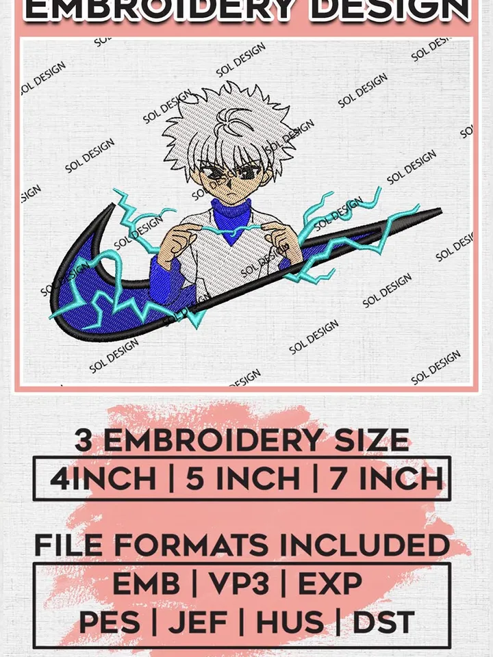 Killua Zoldyck Hunter × Hunter Character Embroidery Designs, Anime Character Embroidery Files, Digital Download EMB_ANIME_169