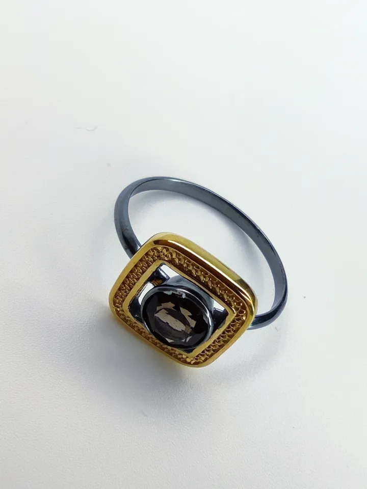 Designer ring with natural rauchtopaz