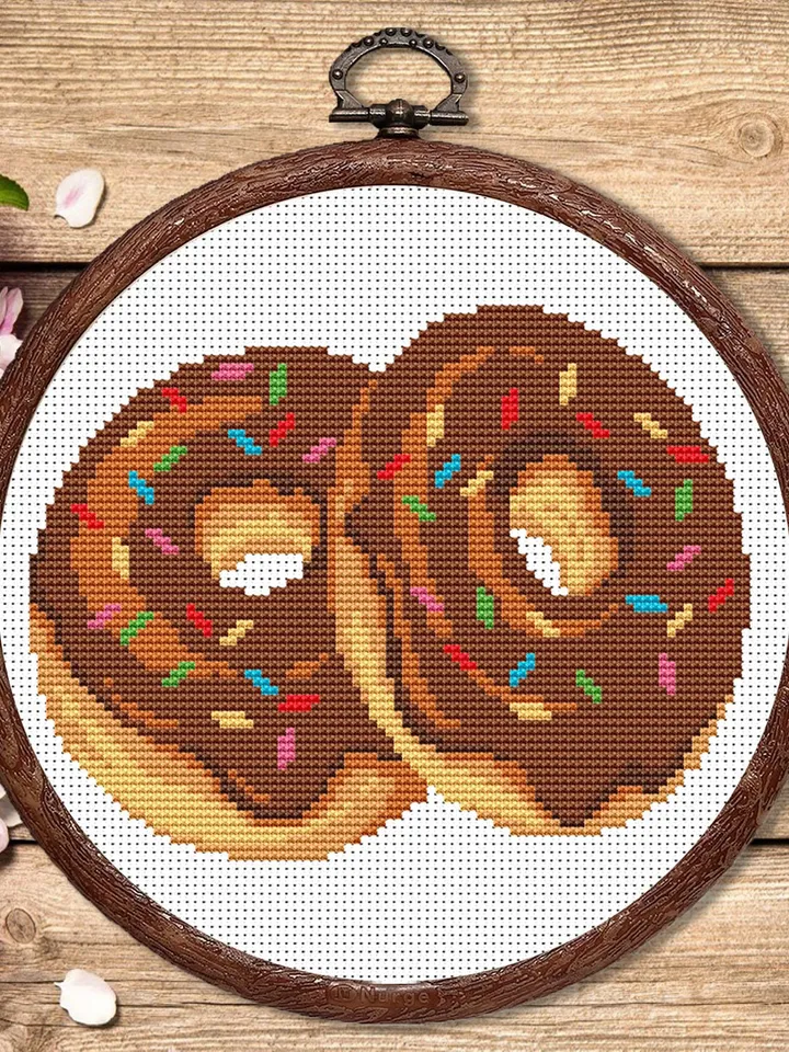 Chocolate Donuts Cross Stitch Pattern, Kitchen Cross Stitch, Embroidery Donut, Dessert Cross Stitch Pattern, Modern Cross Stitch #kt018