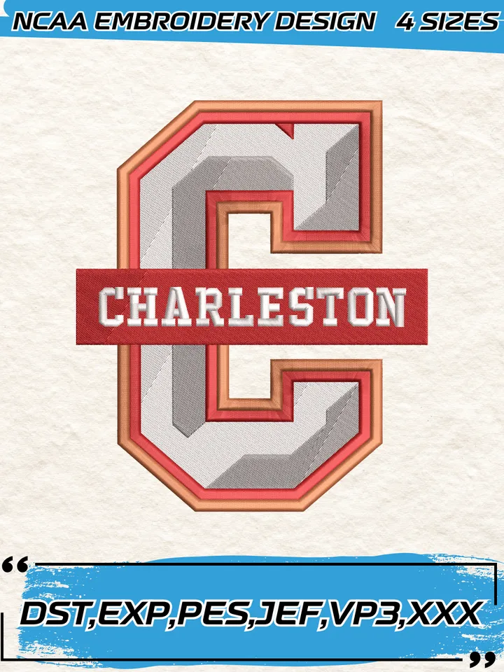 College of Charleston Cougars Embroidery Design,NCAA Logo Embroidery Design,Machine Embroidery Design File,4 Sizes, Digital Download