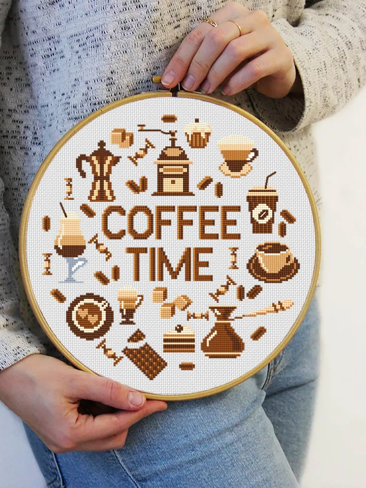 Coffee quote cross stitch pattern download PDF, Coffee sampler cross stitch chart, Coffee time embroidery PDF, DIY coffee home decor #Q54