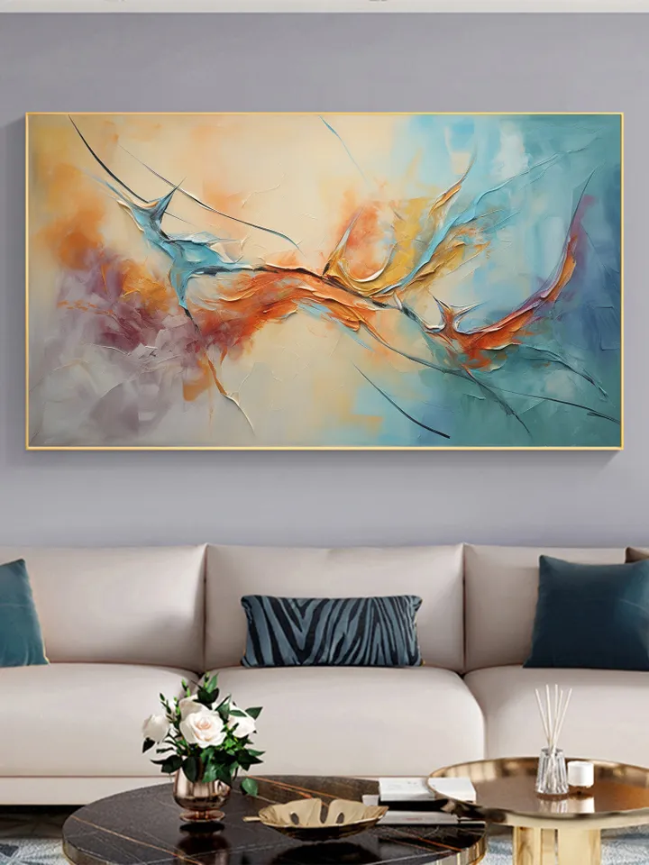 Original Framed Colorful Oil Painting On Canvas, Large Wall Art, Abstract Flowers Painting, Custom Painting, Living room Wall Art Home Decor