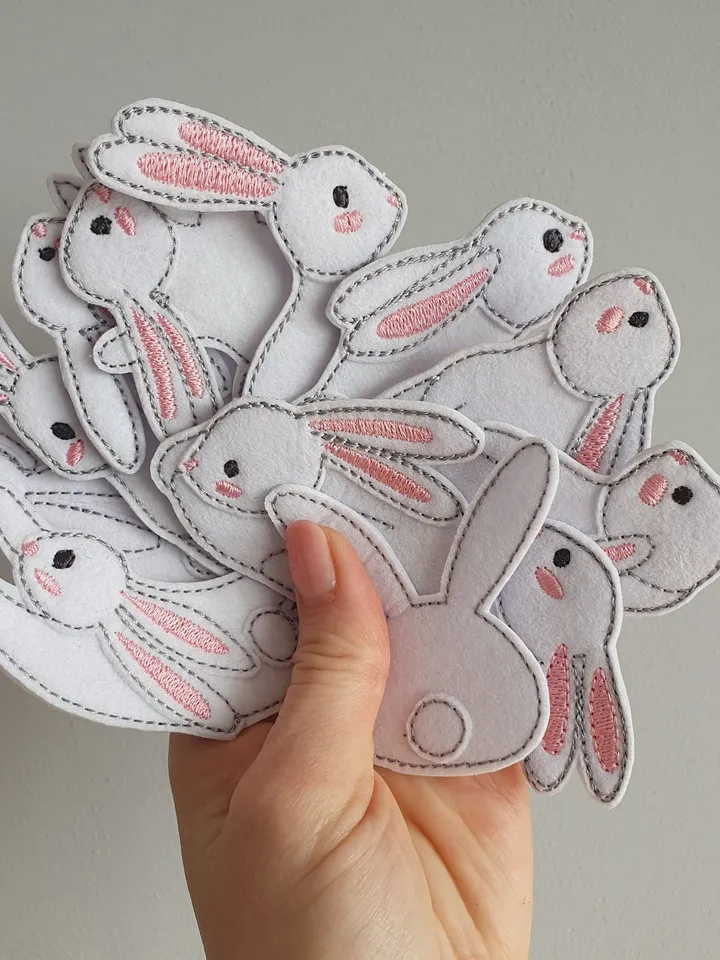 ITH Easter Bunnies Embroidery Design Set, Felt Rabbit Collection for Decor Pattern, 5x7 Hoop Digital File