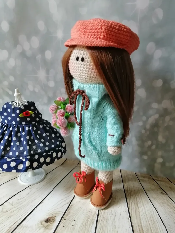 Doll, knitted doll, interior doll, game doll, doll in clothes