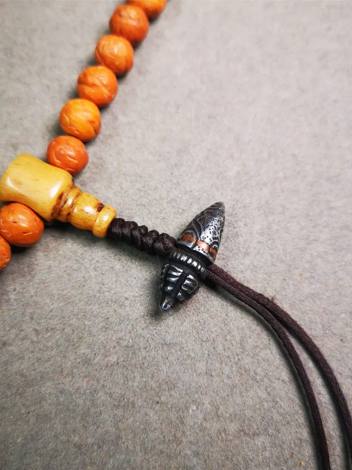 Gandhanra Handmade Tibetan Amulet,Stupa Pagoda Pendant Bead,Spacer Bead for Mala,Bag Hanging,Prayer Bead Accessories,0.9" × 0.3"