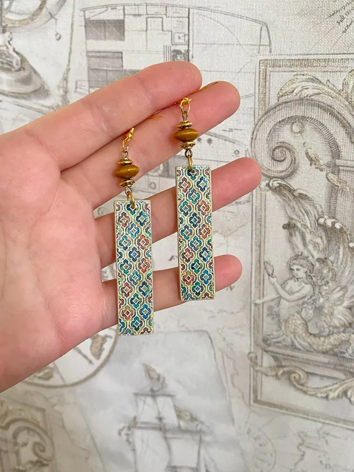 Handmade earrings. Individual design. Wooden earrings.