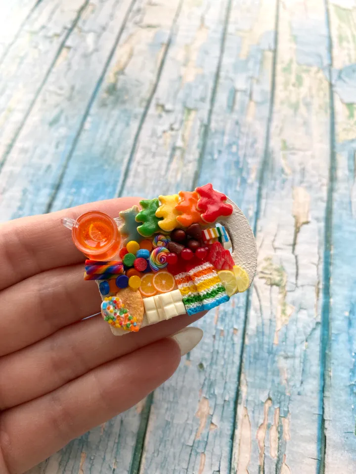 Magnet Miniature Rainbow Charcuterie Board with Polymer clay Souvenir