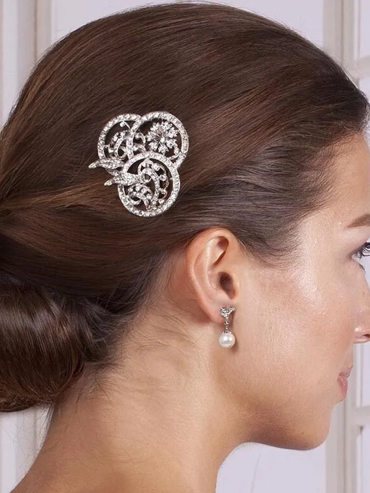 Art Deco Silver Swarovski Crystal Wedding Hair Pin , Gatsby Headpiece , Vintage Bridal Hair Comb , Vintage Style Wedding Hair Accessories
