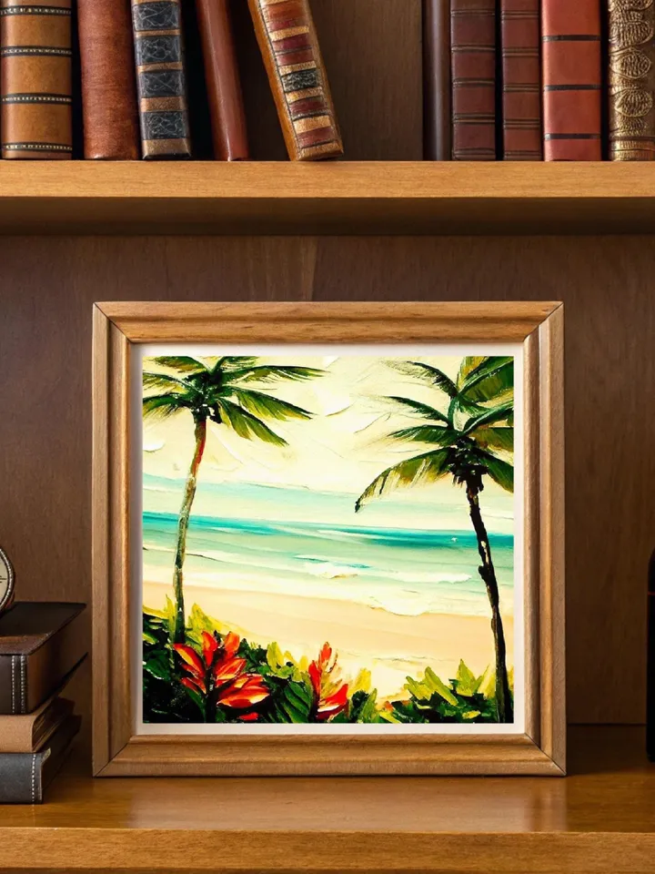 Hawaii Painting Palm Trees Original Art Seascape Impasto Oil Painting Oahu Wall Art Christmas Gift by ArtProkopaloSv