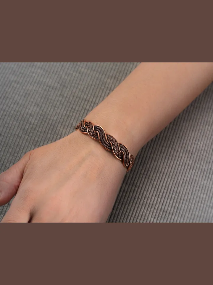 Copper wire wrapped bracelet for woman 7th Anniversary gift Small size bracelet Antique style copper Jewelry