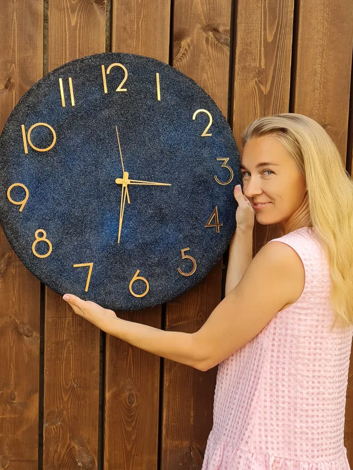 Large wall clock 23 inch, Marble wall clock, Custom wall clock, Silent wall clock