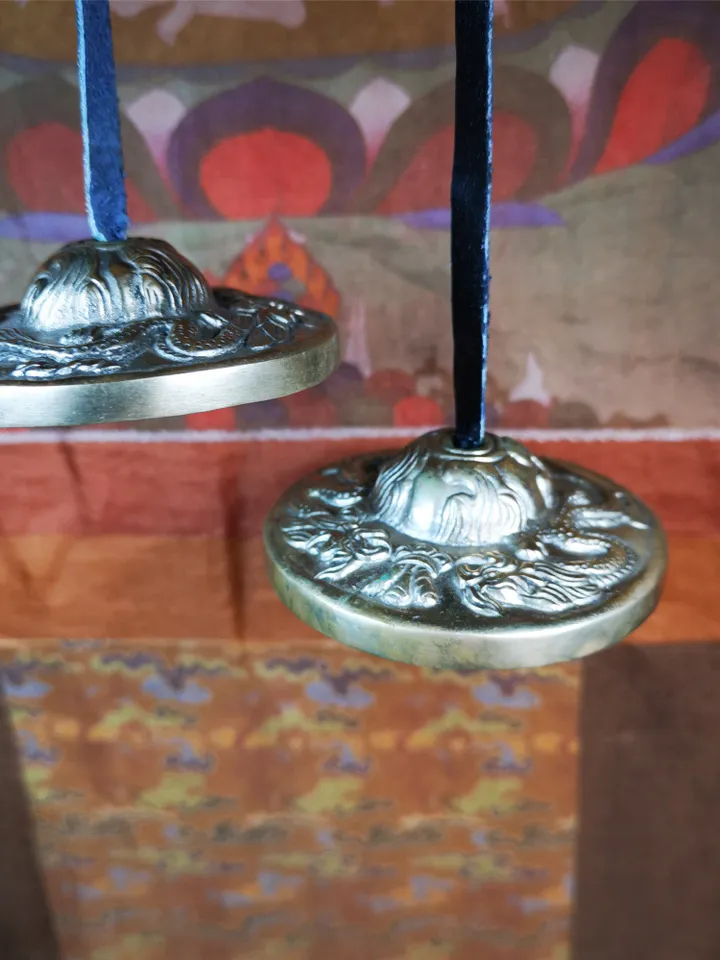 Gandhanra 2.7&quot; Tibetan Cymbals,Dragon Pattern Tingsha Bell,Buddhism Ritual Implement,Handmade in Nepal