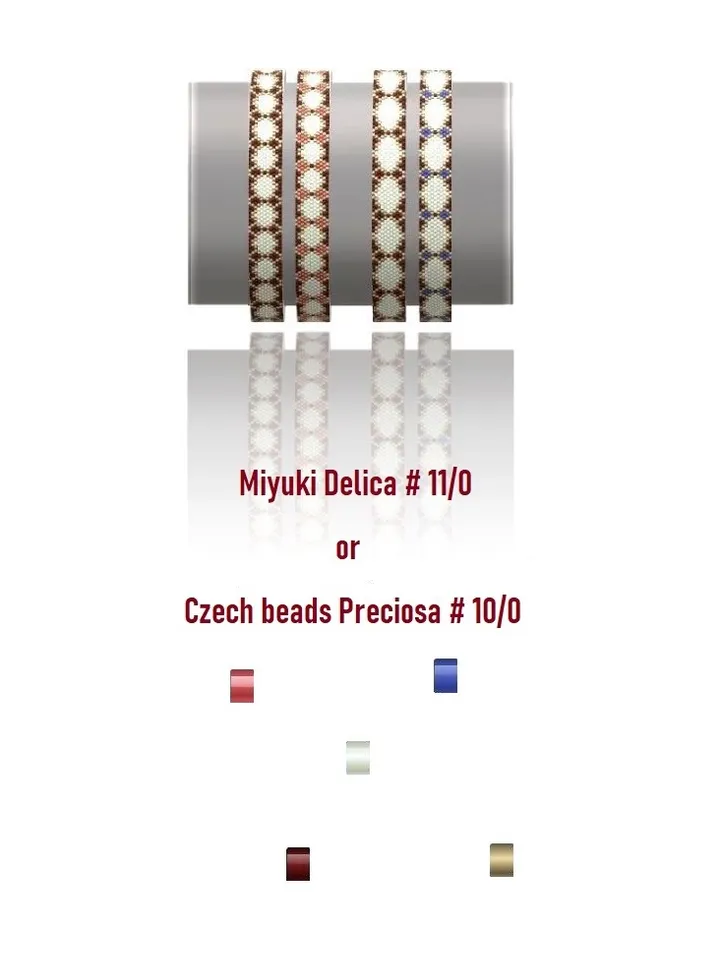 Cuff Bracelet Odd Count Peyote Stitch Bead Patterns Bracelet, Beading Technique, Miyuki Delica, Czech beads Preciosa, Instant Download