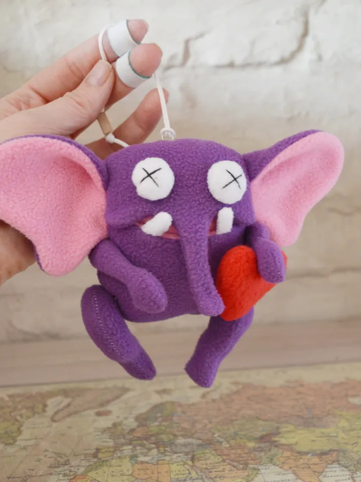 PDF Plush Toy Pattern β Fleece Elephant with Heart Softie