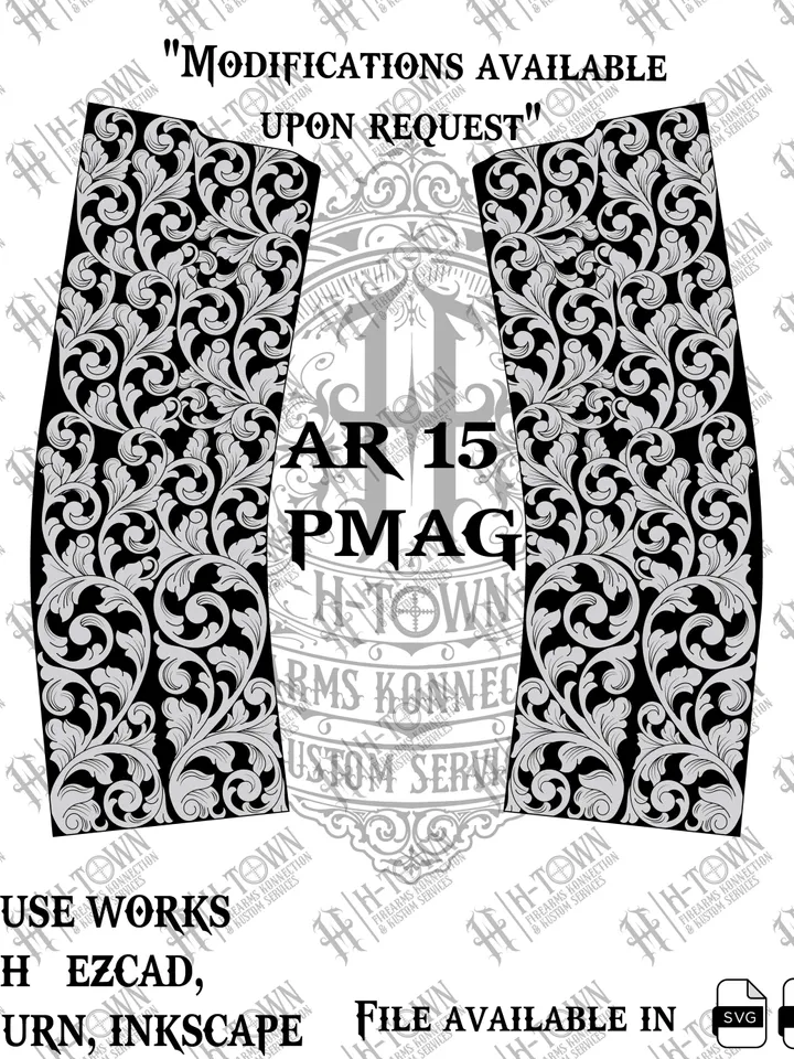 Duramag 30 Round Engraving File | Scroll Pattern Wrap | Laser Ready Svg Png Ai EPS