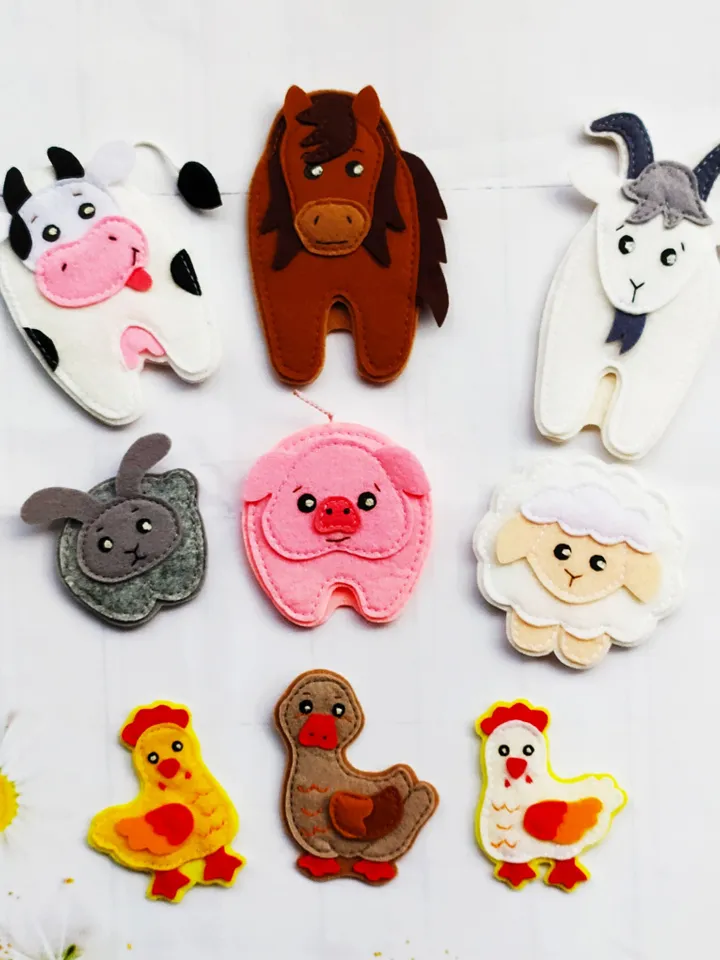 Felt farm animals pattern, Felt finger puppet toys pattern, Farm Quiet Book Pattern, Felt sewing pattern PDF for toddler