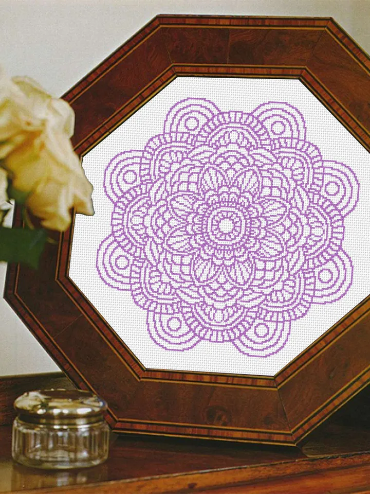 Flower mandala cross stitch pattern PDF download Mandala ornament cross stitch chart, Floral mandala pattern digital PDF, Mandala art #M237