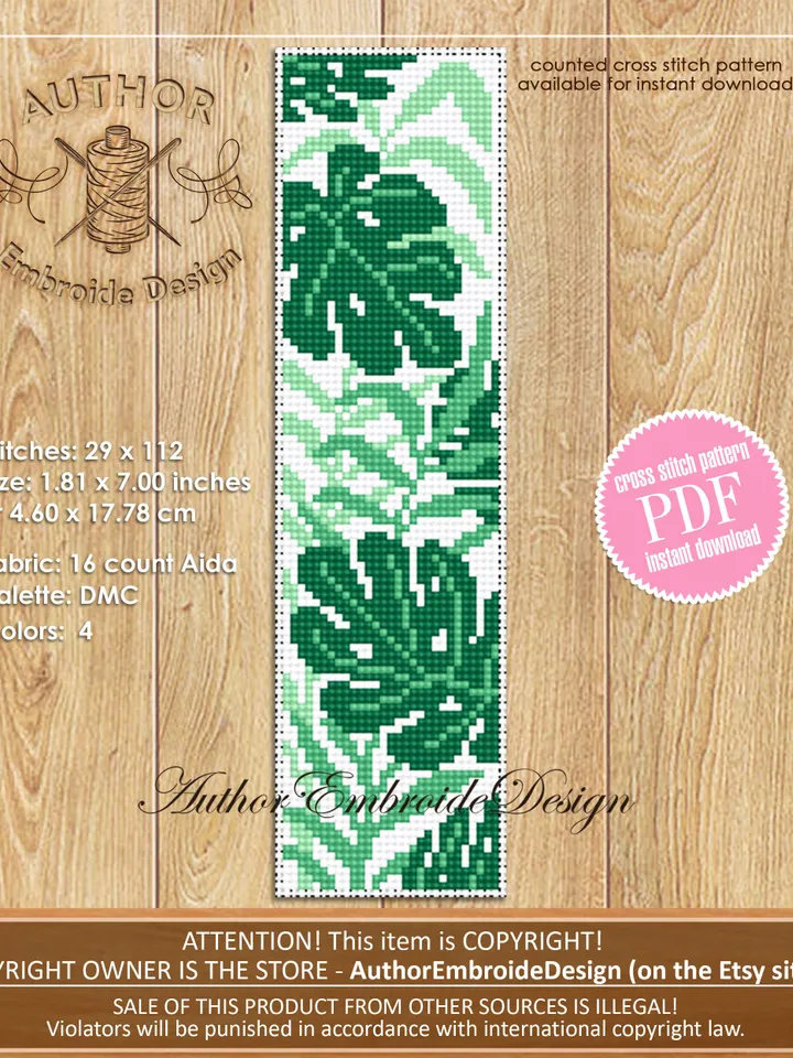 Abstract flowers bookmark set cross stitch pattern PDF download Bookmark pattern digital PDF, Cross stitch chart, Book lover gift #B307