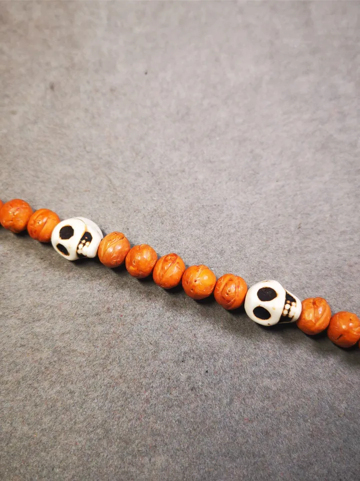 Gandhanra Handmade Tibetan Mala Spacer Beads,Stone Citipati Skull Beads, Marker Beads for Prayer Bead Necklace Accessories,0.47" × 0.4"