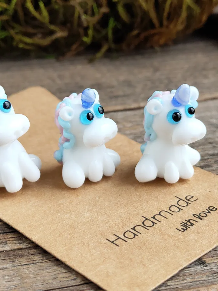 Tiny unicorn miniature, glass unicorn figurine, unicorn sculpture , unicorn totem or unicorn bead