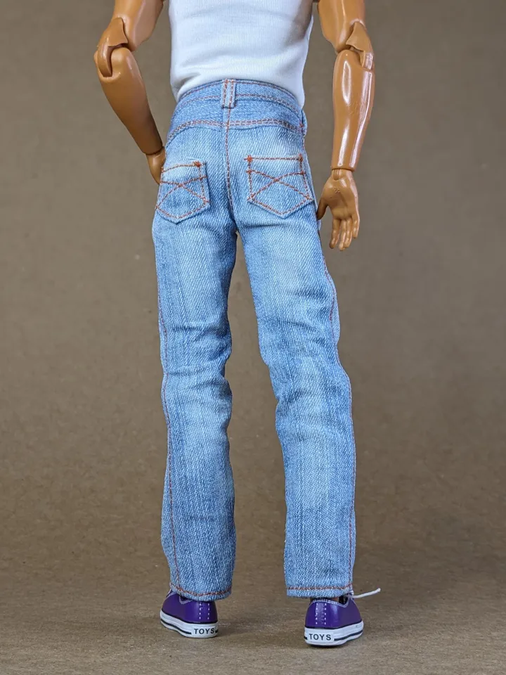 Classic bleached jeans for 12-inch fashion male doll