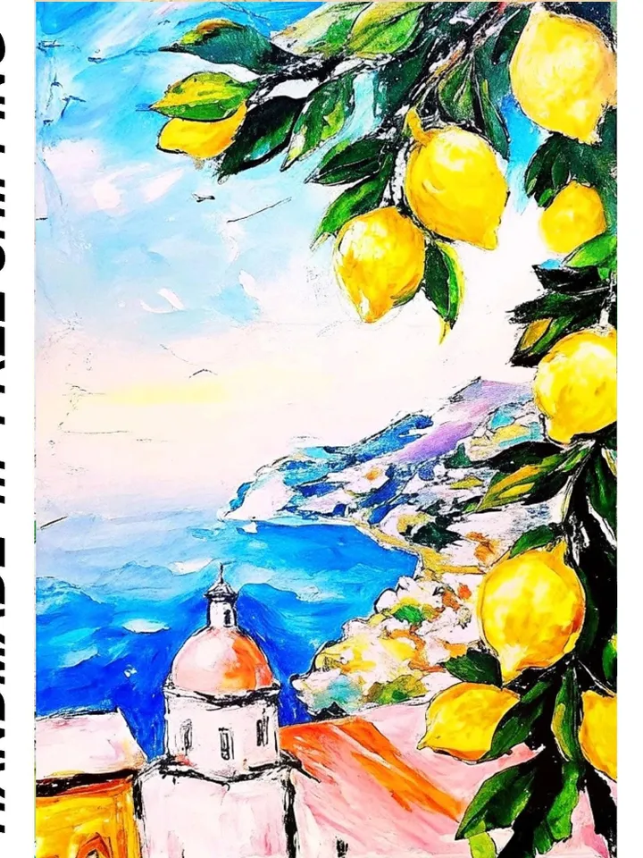 Italian Landscape Lemon Tree Painting Courtyard Original Art Impasto Oil Painting mall Art Unique Original Oil Painting Modern Art 7x5