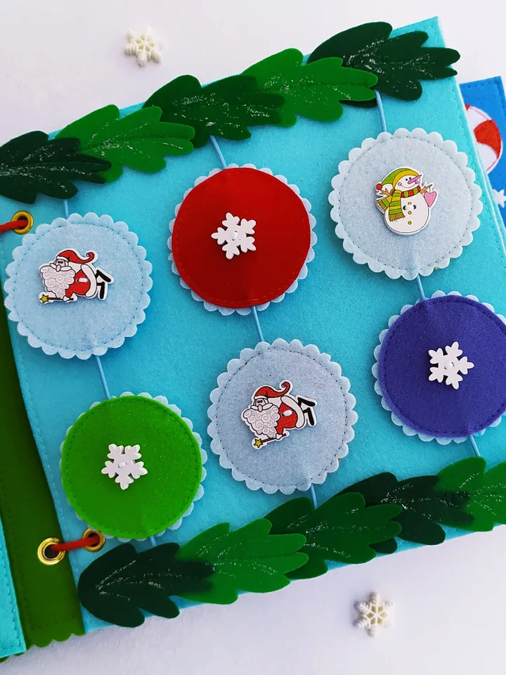 Christmas Quiet Book pattern PDF toddler, Santa's Felt book svg, Baby activity book pdf, Sensory book kids, felt sewing pattern baby