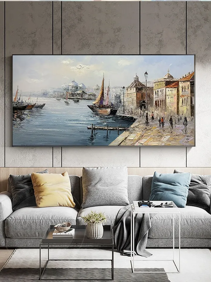 PANORAMIC WALL ART - Bridge Photography - River Landscape Abstract Extra Large Artwork - Living Room Decor