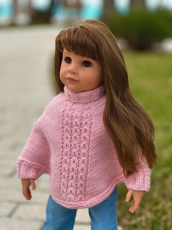 Poncho KNIT PATTERN Unique for Gotz and American Girl Dolls / 18-inch doll clothes pattern PDF english