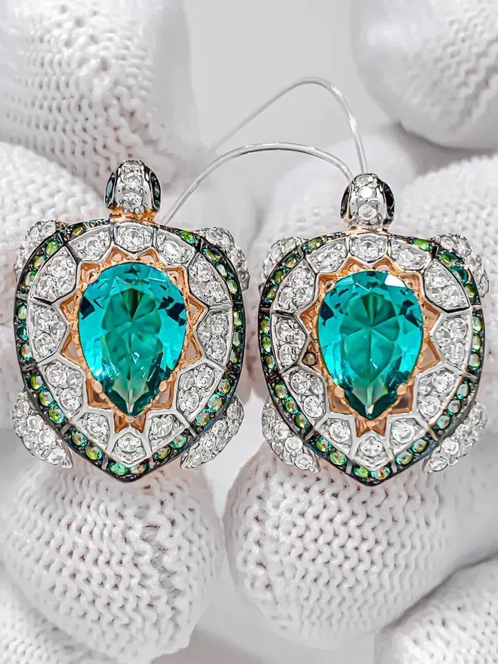 Earrings Silver gold plated 925 assay value with paraiba