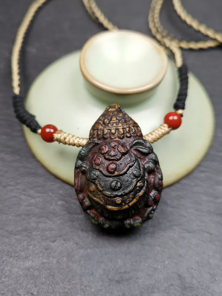 Gandhanra Old Tibetan Tsa Tsa Amulet, Scorpion Guru of Padmasambhava, Scorpion Terma Amulet of Wrathful Kila Transmission