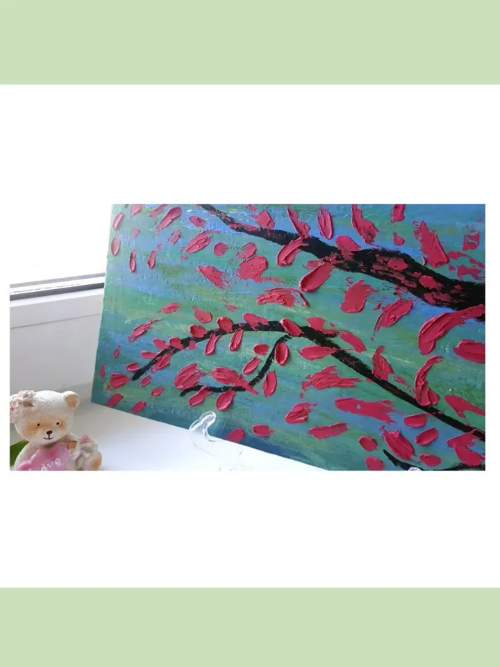 Sakura Painting Original Art Landscape Painting Cherry Tree Flowers Painting