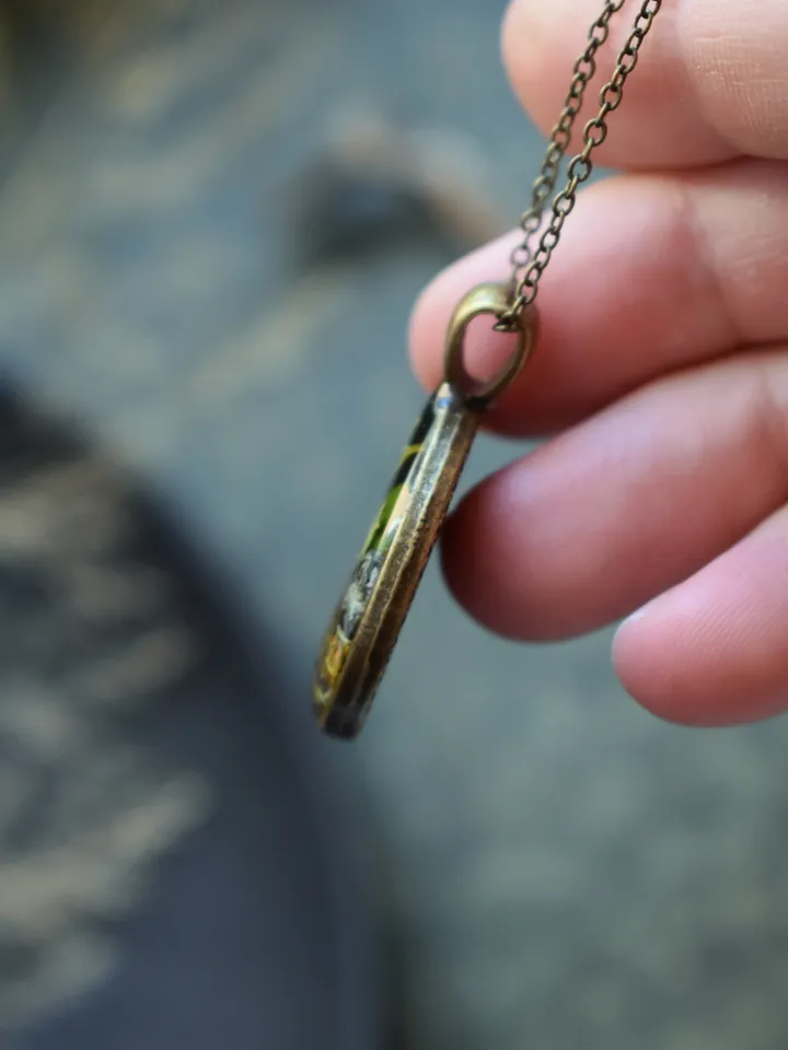 Lichen pendant. Pendant with lichen in resin. Necklace with real lichen. Forest medallion with lichen and moss in resin.