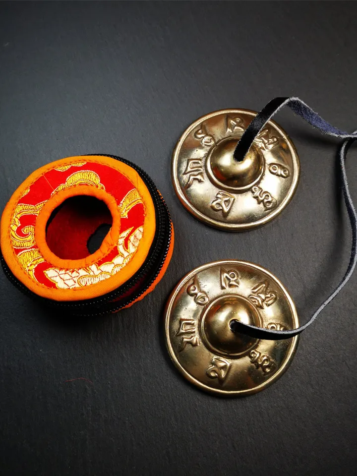 Gandhanra 2.7" Tibetan Cymbals,OM Mantra Tingsha Bell,Buddhism Ritual Implement,Handmade in Nepal