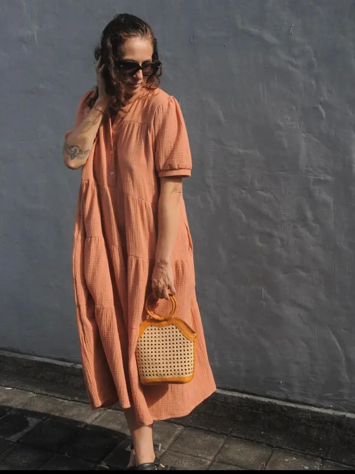 Romantic musline summer feminine NATA dress / comfort women vacation summer long oversize dress | maxi flowy cotton designer dress