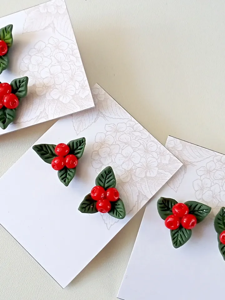 Red berries studs/Christmas earrings/Xmax red posts/Celebration gift for womens/NEW YEAR Party Earrings/Holiday earrings